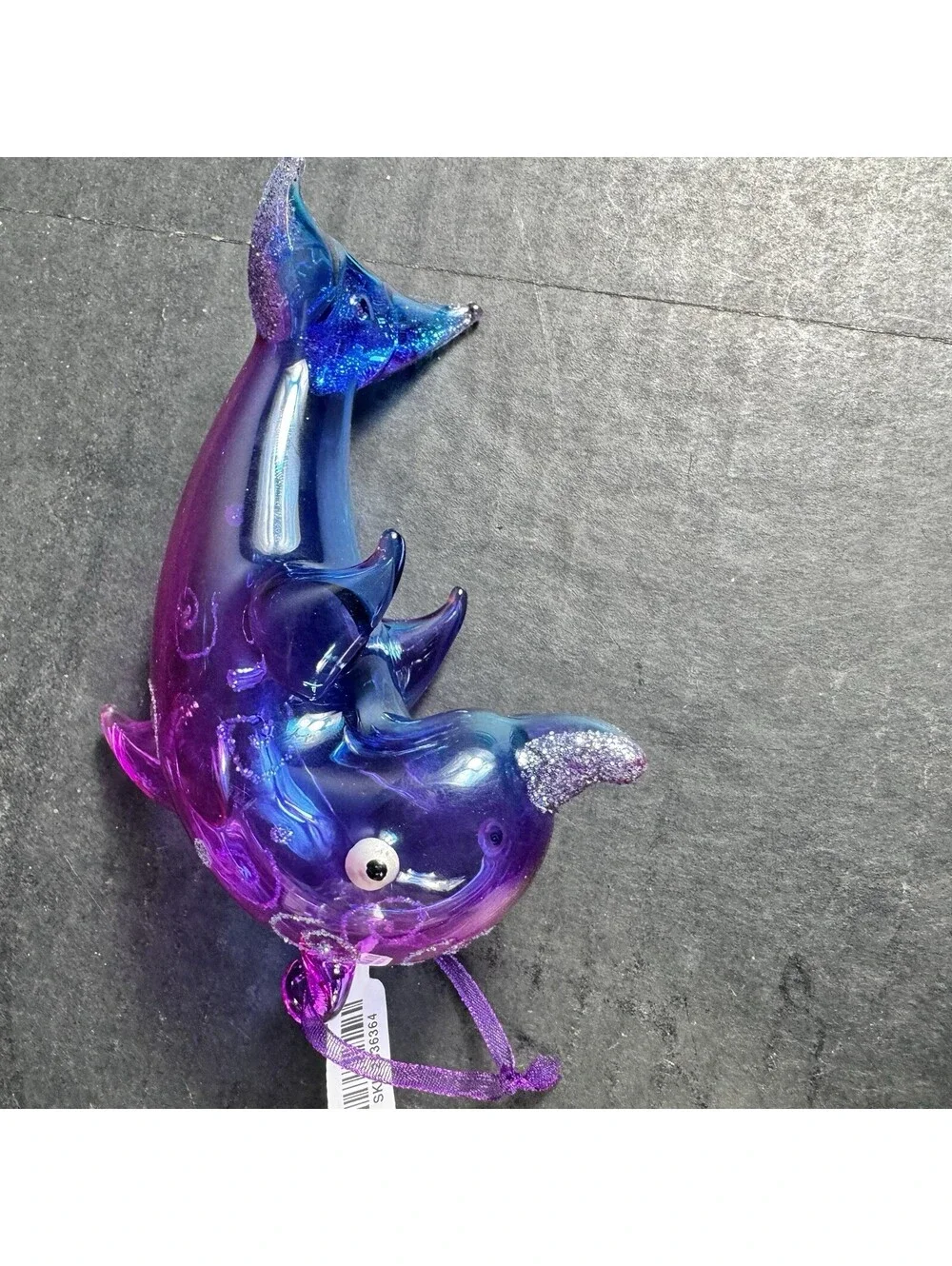 Pier 1 Blown Glass Dolphin Christmas Ornament Nautical Beach Decoration NEW